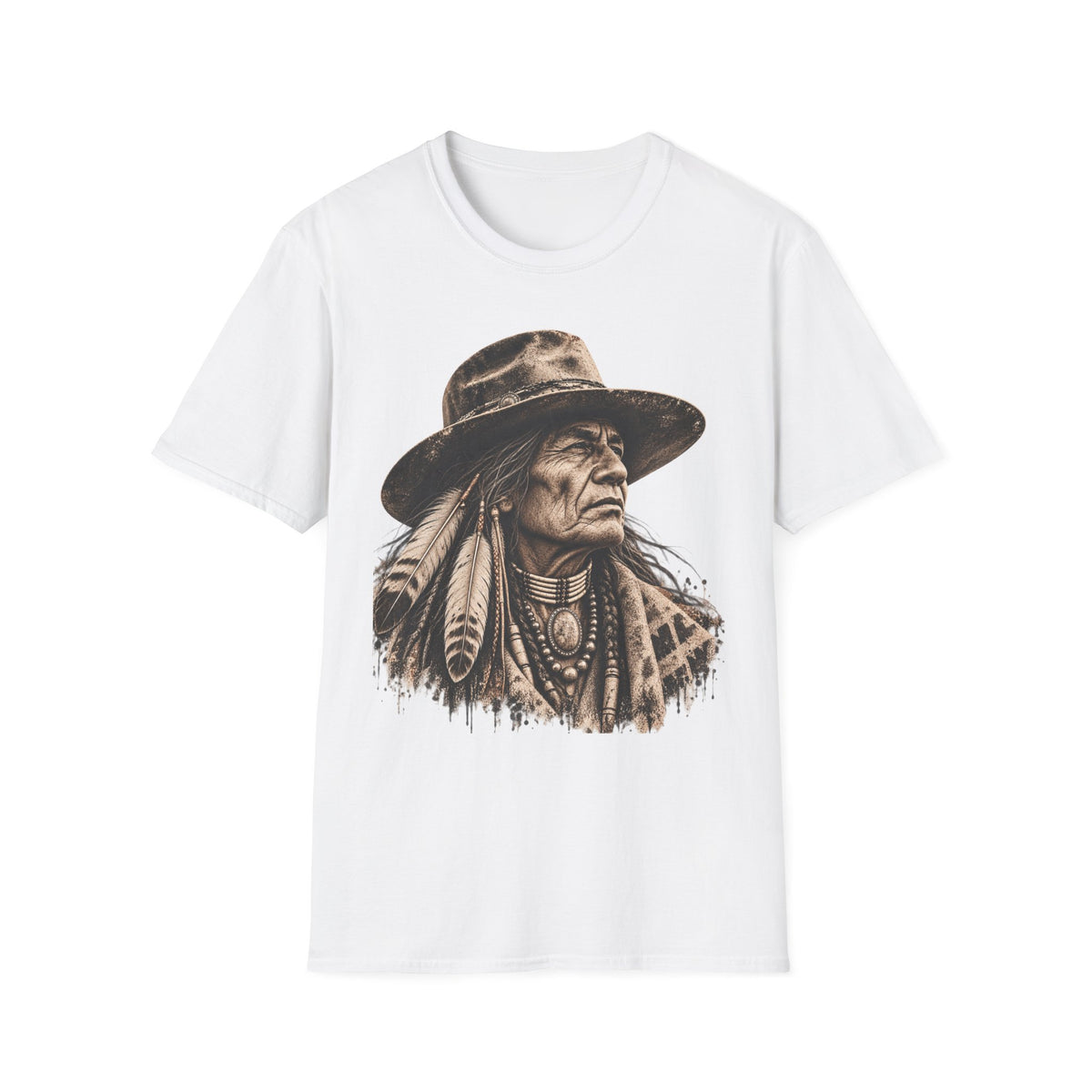 Vintage Western Portrait Graphic Tee, Sepia Cowboy Hat Artwork, Rustic Boho Unisex T-Shirt, Southwestern Style Shirt