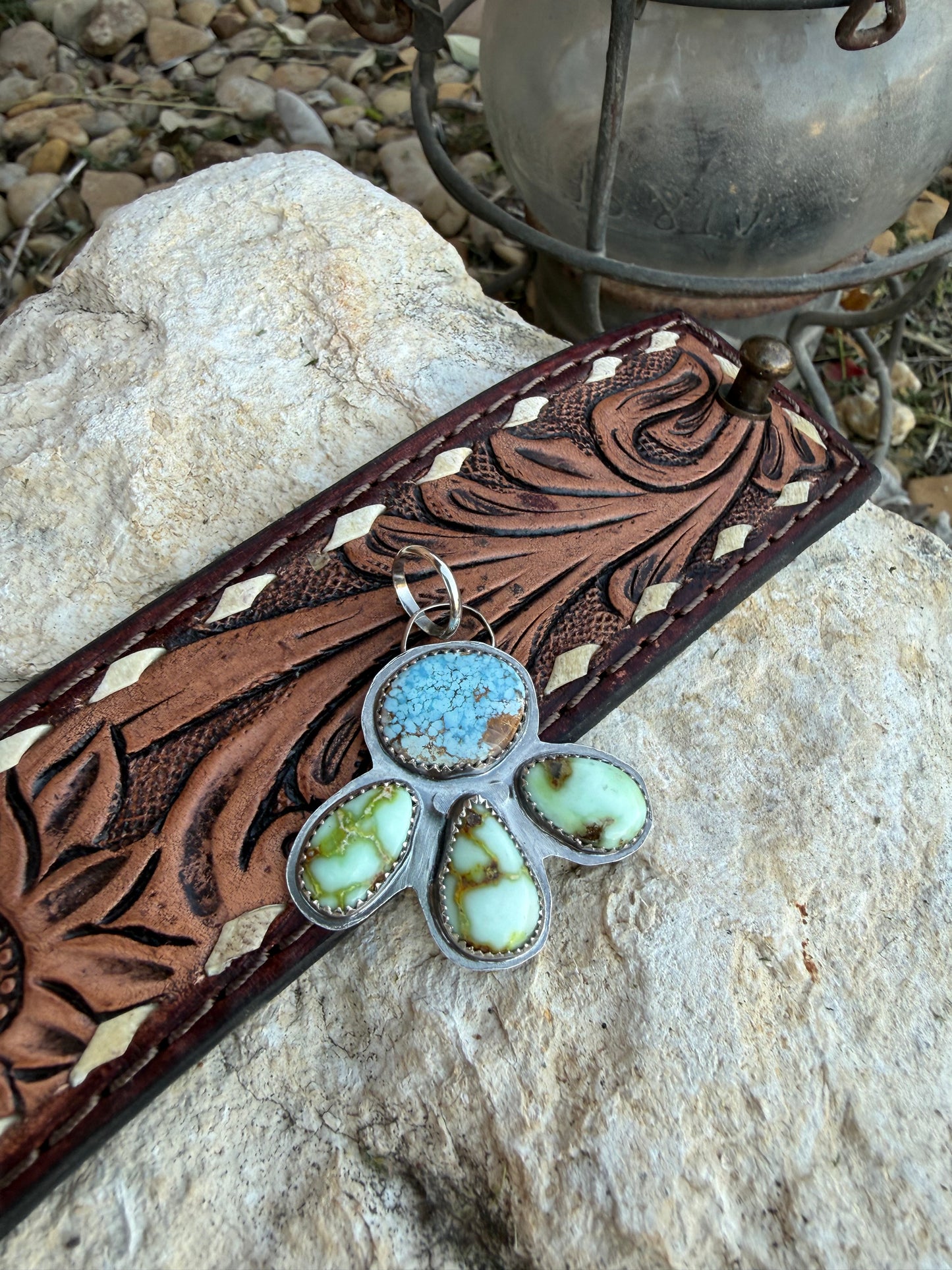 Palomino Turquoise Sterling Silver Cluster Pendant