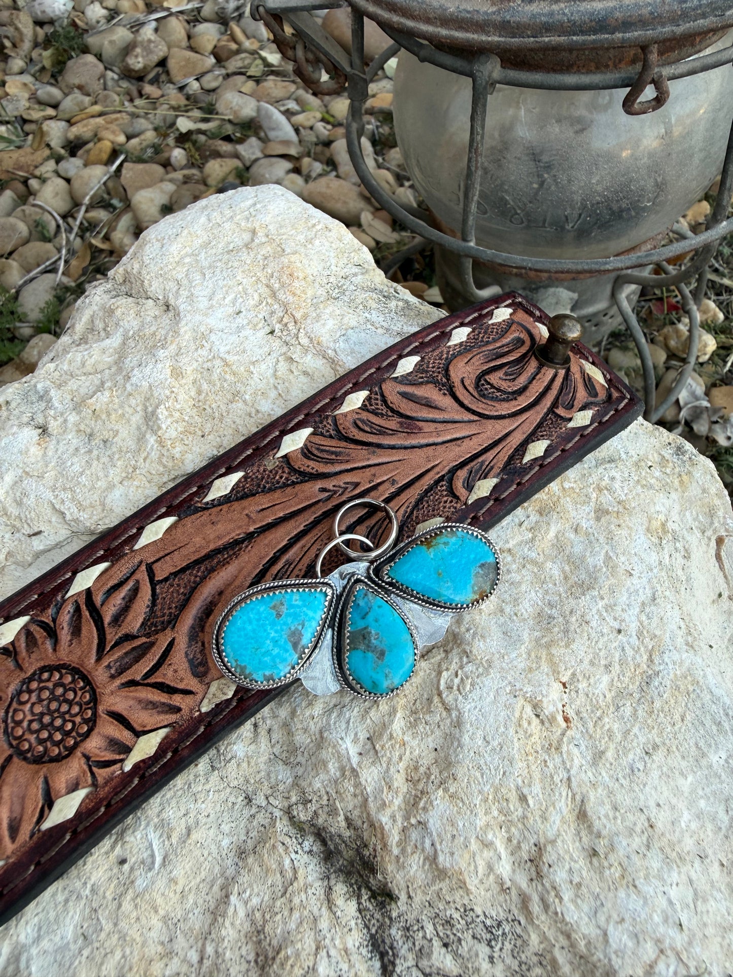 Triple Turquoise Sterling Silver Pendant