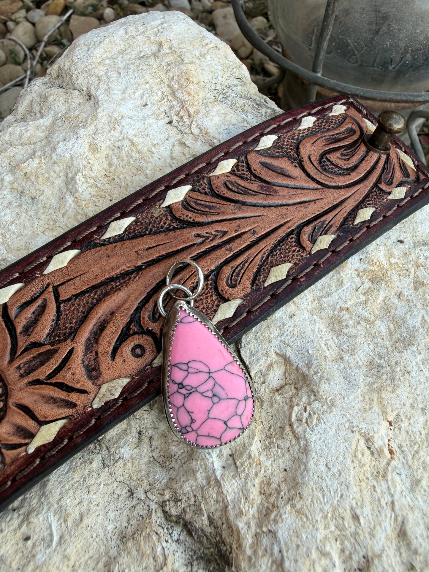 Pink Stone Sterling Silver Pendant
