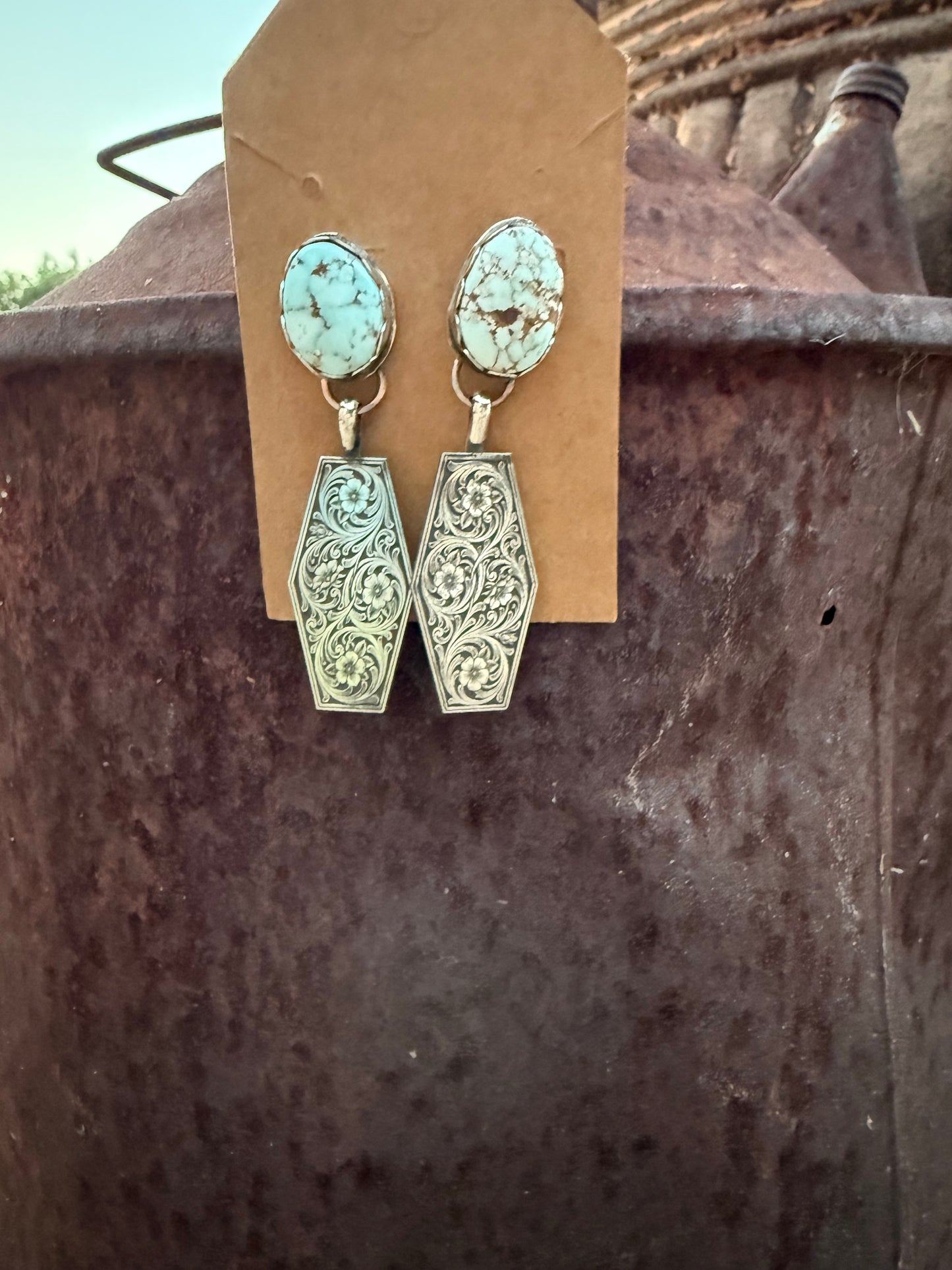 Dry Creek Turquoise Coffin Drop Earrings