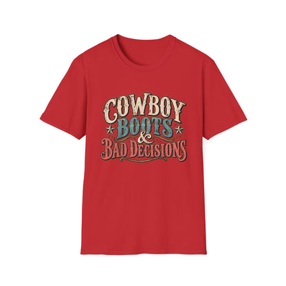 Cowboy Boots & Bad Decisions Shirt, Western Graphic Tee, Vintage Cowgirl T-Shirt, Country Concert Outfit, Rodeo Shirt