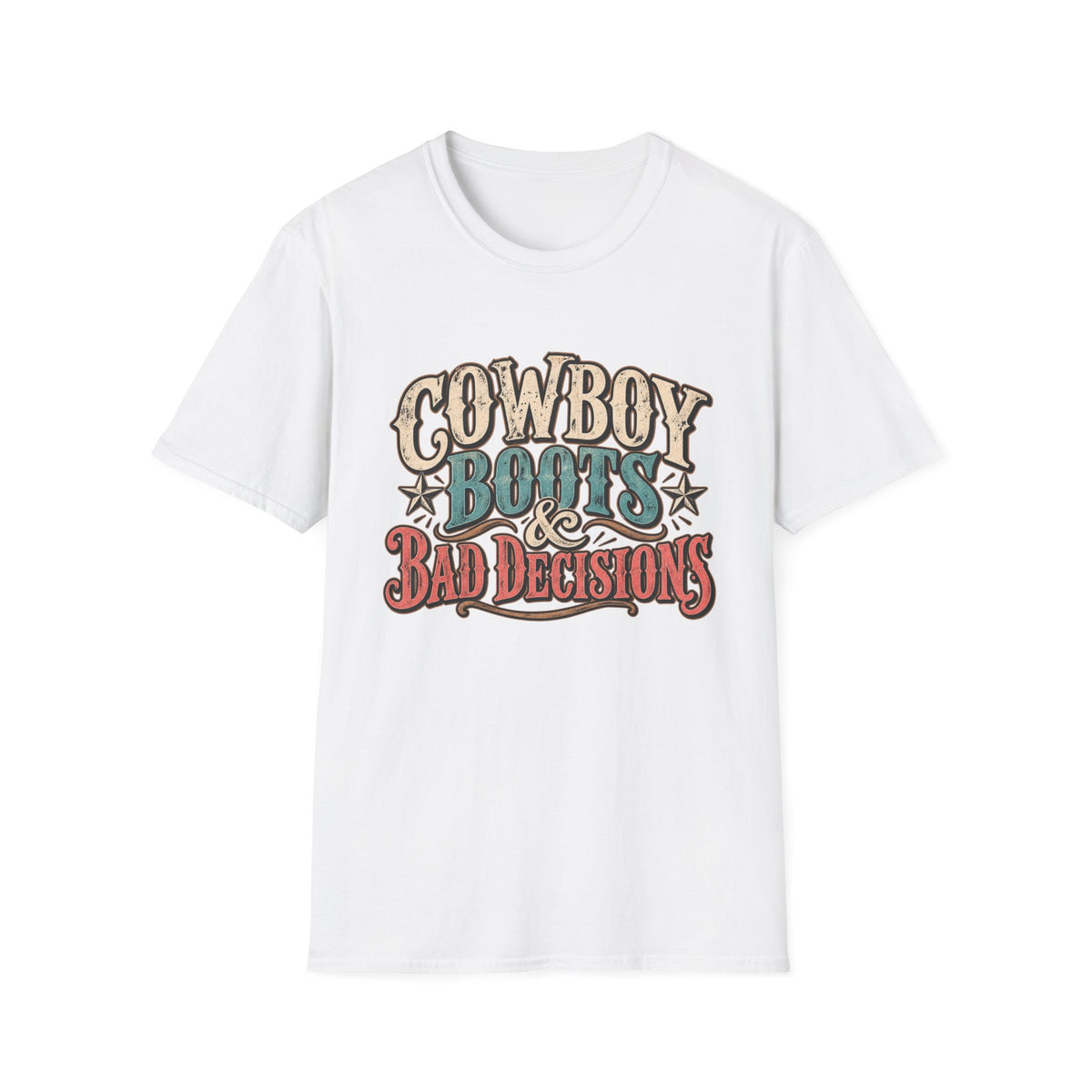 Cowboy Boots & Bad Decisions Shirt, Western Graphic Tee, Vintage Cowgirl T-Shirt, Country Concert Outfit, Rodeo Shirt