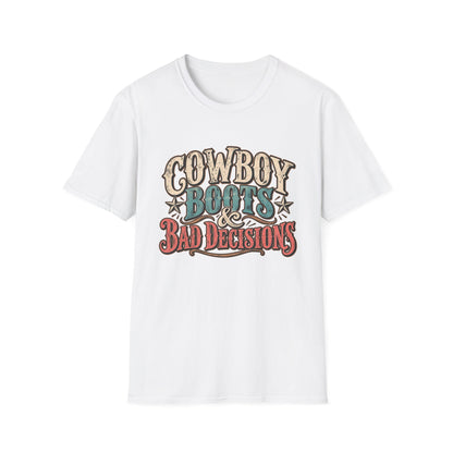 Cowboy Boots & Bad Decisions Shirt, Western Graphic Tee, Vintage Cowgirl T-Shirt, Country Concert Outfit, Rodeo Shirt