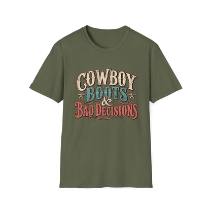Cowboy Boots & Bad Decisions Shirt, Western Graphic Tee, Vintage Cowgirl T-Shirt, Country Concert Outfit, Rodeo Shirt