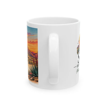 SK Silver Co Coffee Mug, Western Desert Cactus Mug, Southwestern Sunset Coffee Cup, Rustic Western Gift, 11oz 15oz Ceramic Mug