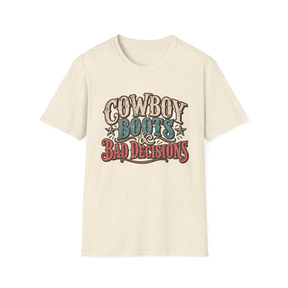 Cowboy Boots & Bad Decisions Shirt, Western Graphic Tee, Vintage Cowgirl T-Shirt, Country Concert Outfit, Rodeo Shirt