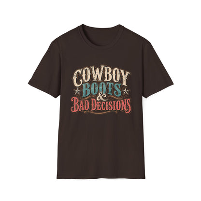 Cowboy Boots & Bad Decisions Shirt, Western Graphic Tee, Vintage Cowgirl T-Shirt, Country Concert Outfit, Rodeo Shirt