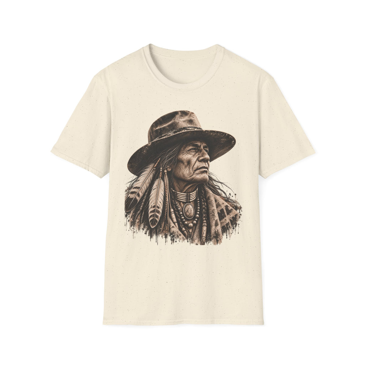 Vintage Western Portrait Graphic Tee, Sepia Cowboy Hat Artwork, Rustic Boho Unisex T-Shirt, Southwestern Style Shirt
