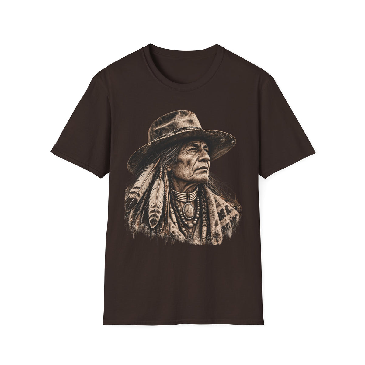 Vintage Western Portrait Graphic Tee, Sepia Cowboy Hat Artwork, Rustic Boho Unisex T-Shirt, Southwestern Style Shirt