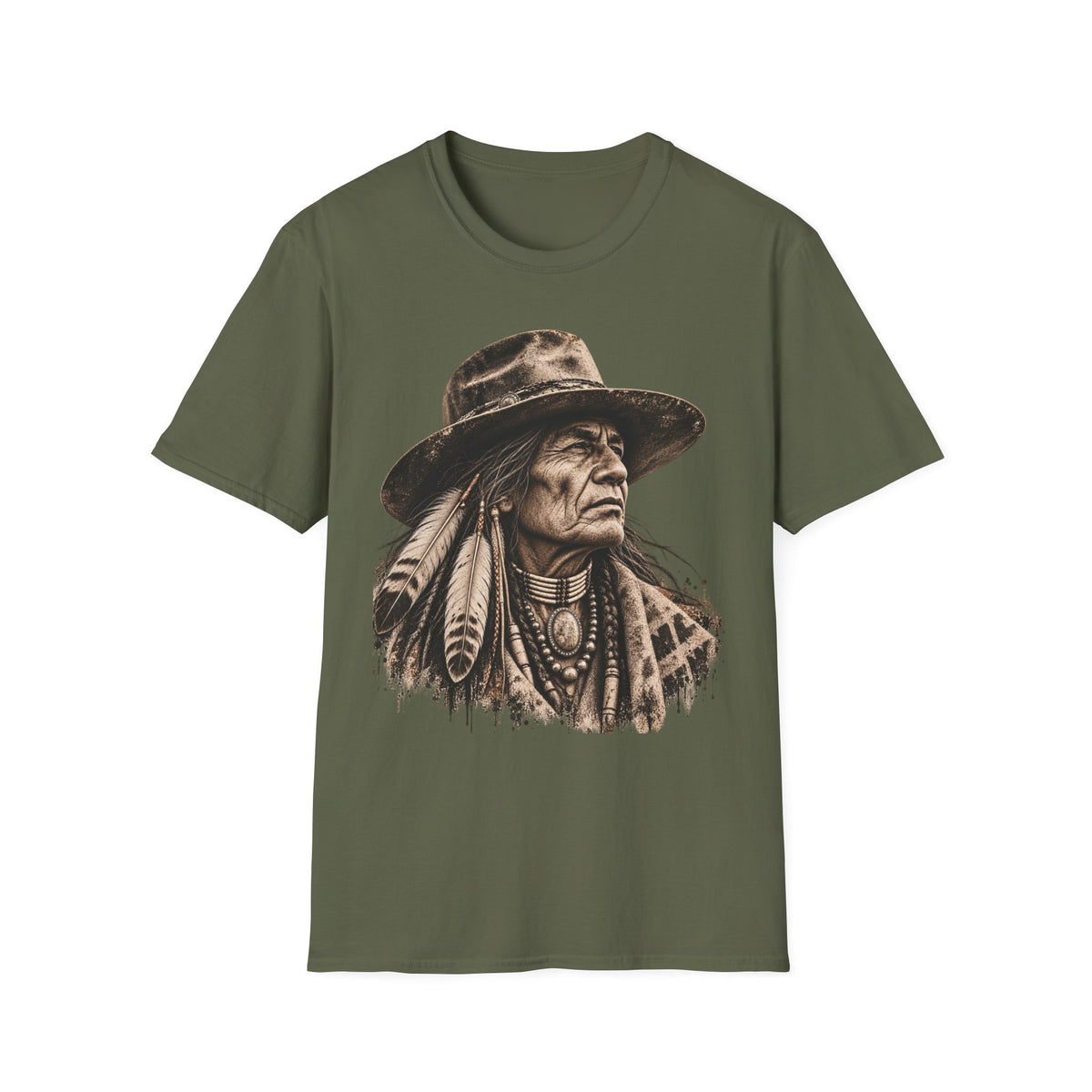 Vintage Western Portrait Graphic Tee, Sepia Cowboy Hat Artwork, Rustic Boho Unisex T-Shirt, Southwestern Style Shirt