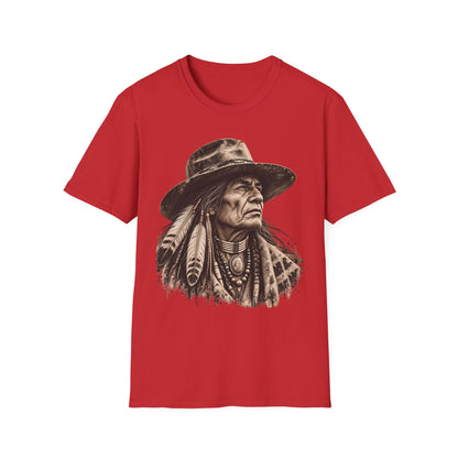 Vintage Western Portrait Graphic Tee, Sepia Cowboy Hat Artwork, Rustic Boho Unisex T-Shirt, Southwestern Style Shirt