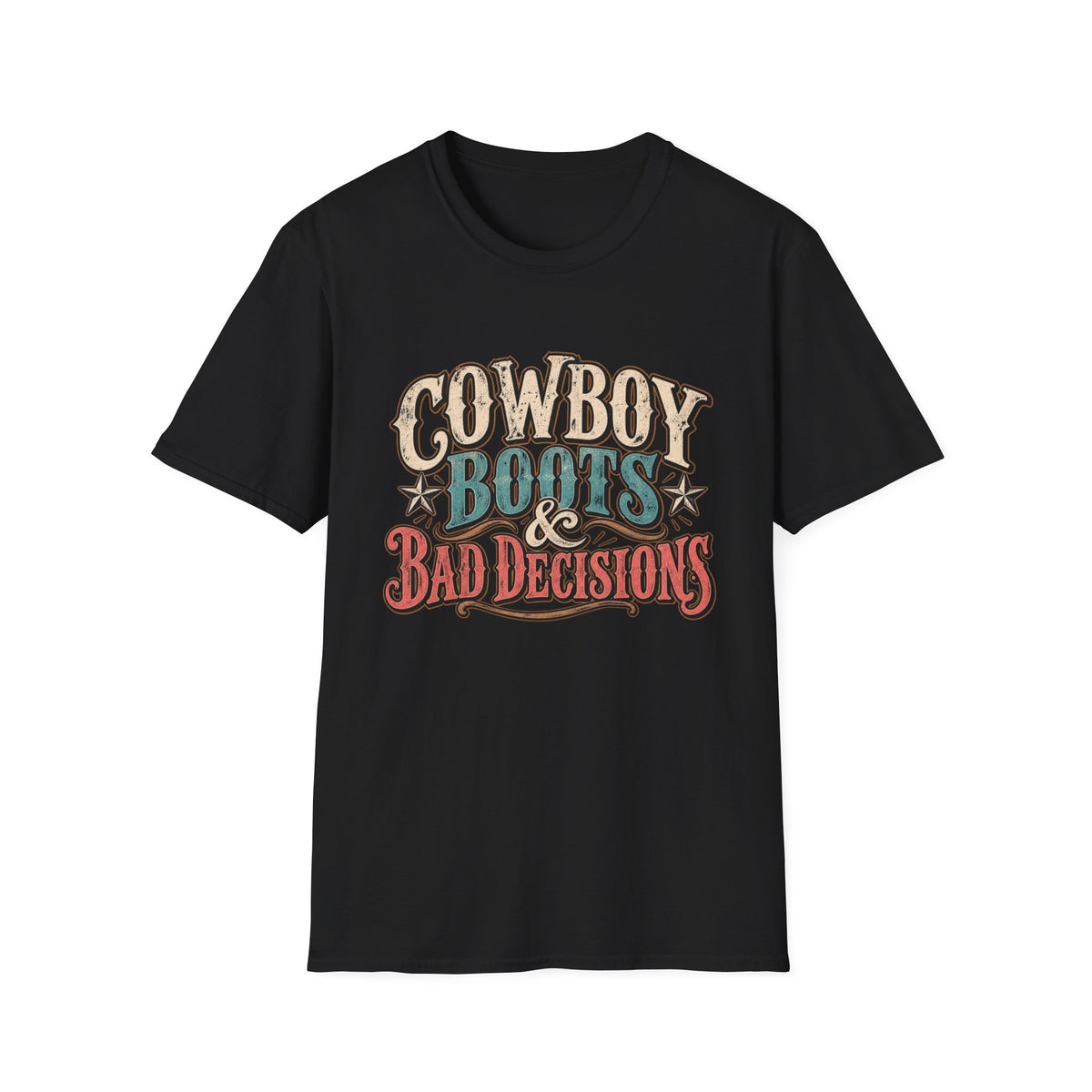 Cowboy Boots & Bad Decisions Shirt, Western Graphic Tee, Vintage Cowgirl T-Shirt, Country Concert Outfit, Rodeo Shirt