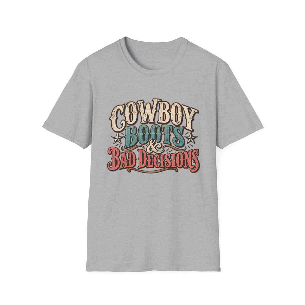 Cowboy Boots & Bad Decisions Shirt, Western Graphic Tee, Vintage Cowgirl T-Shirt, Country Concert Outfit, Rodeo Shirt