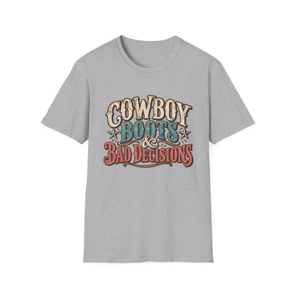 Cowboy Boots & Bad Decisions Shirt, Western Graphic Tee, Vintage Cowgirl T-Shirt, Country Concert Outfit, Rodeo Shirt