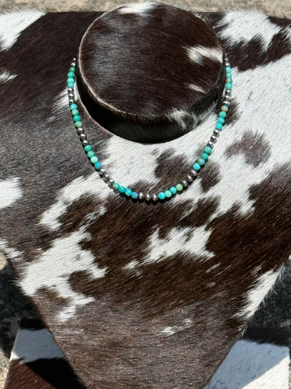 Kingman Turquoise & Sterling Pearl Necklace