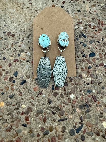 Dry Creek Turquoise Coffin Drop Earrings