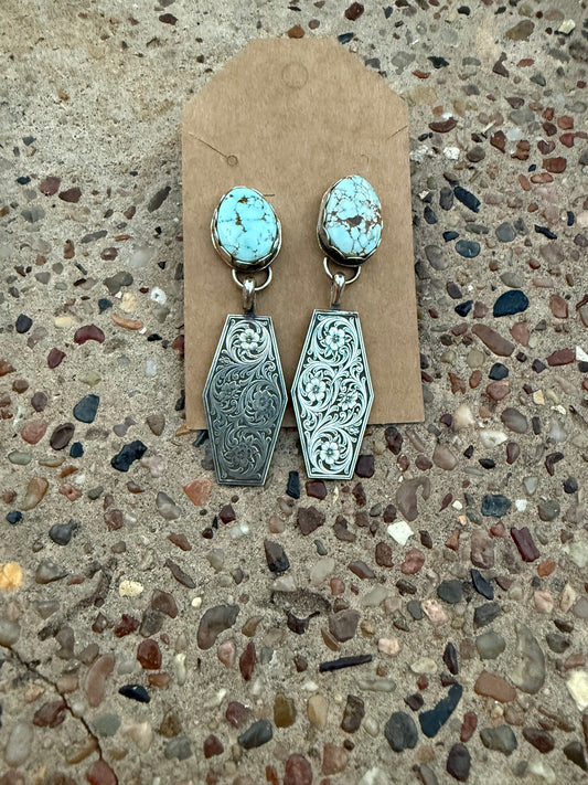 Dry Creek Turquoise Coffin Drop Earrings