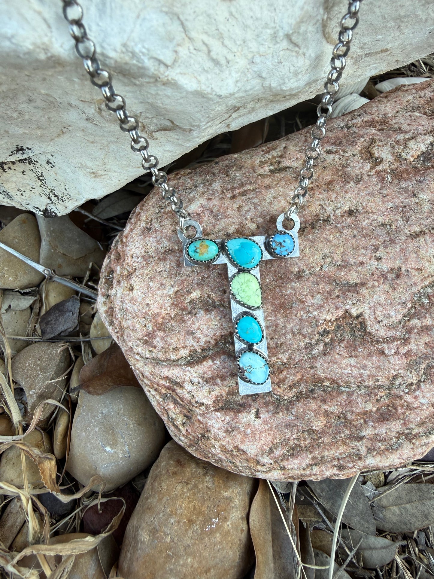 One-of-a-Kind Turquoise Letter "T" Necklace